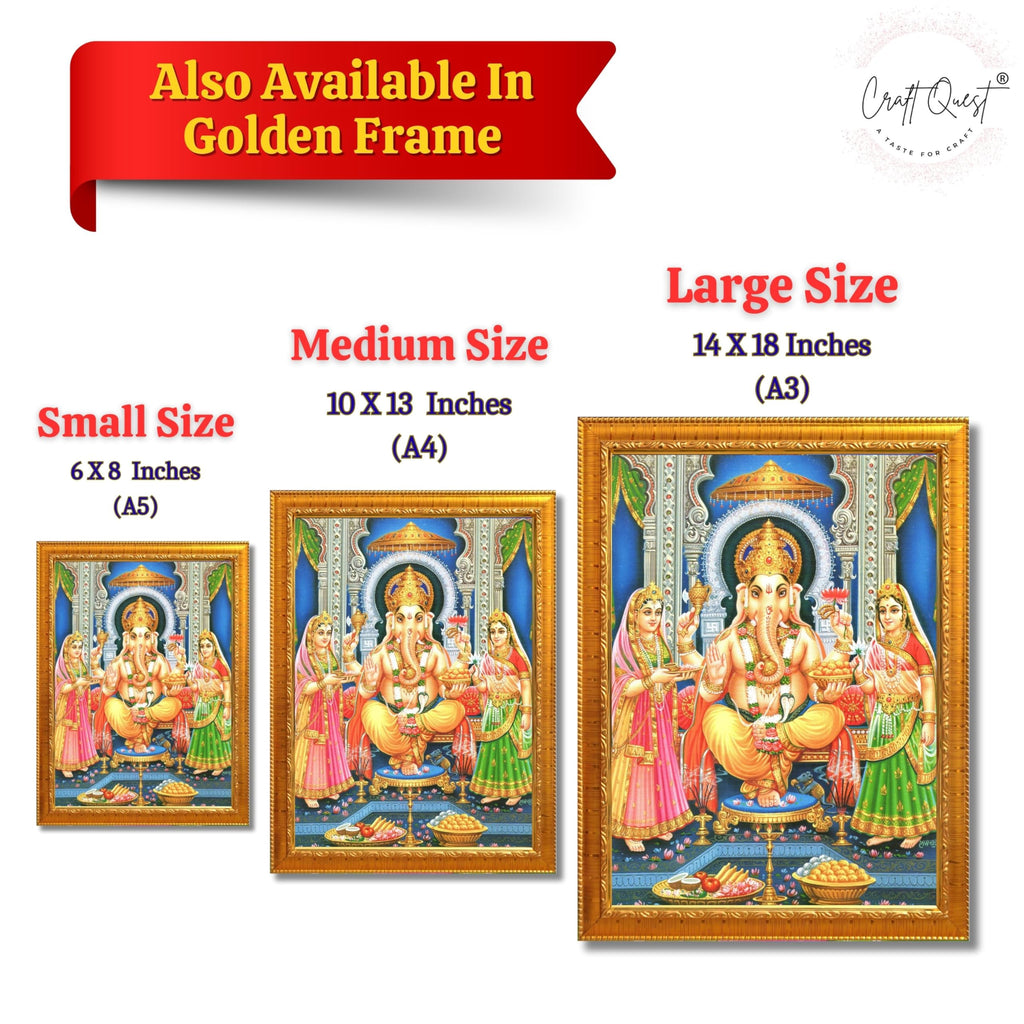 CRAFT QUEST Lord Ganesha Ganpati ji Modern Wall Painting With Frame For Pooja, Home and Office Decor,