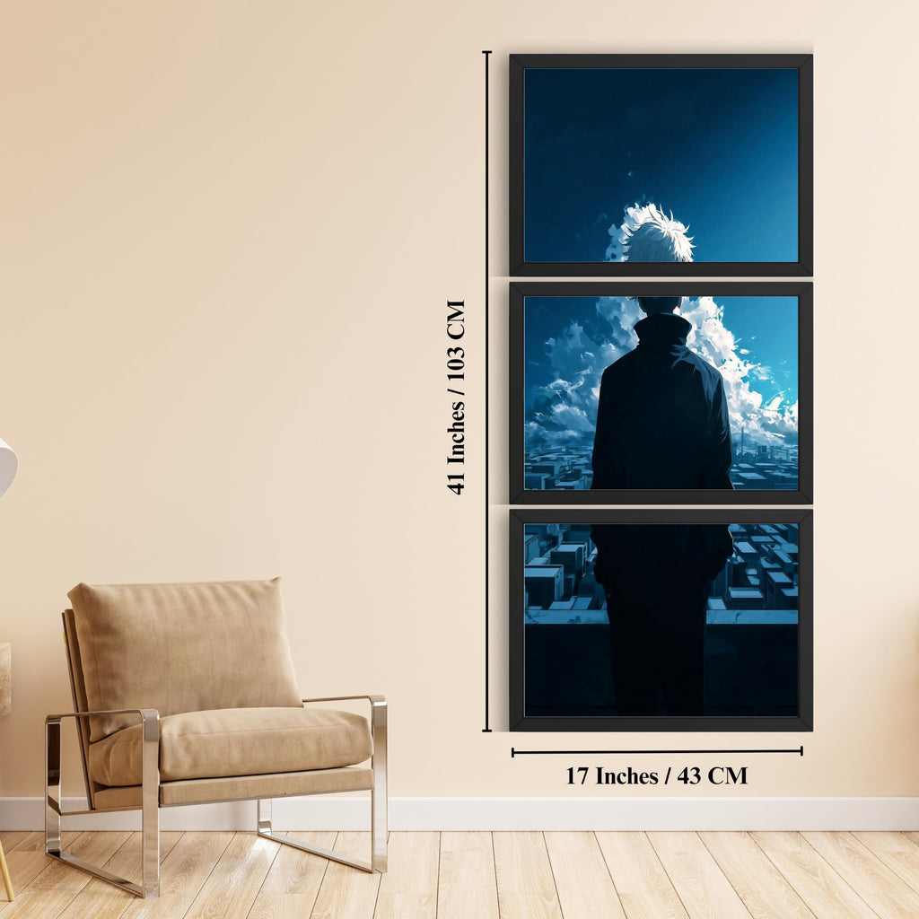 VENUXE ARTS Set Of 3 Anime Characters Wall Framed |Anime Characters Framed Poster for Living Room Bedroom Gaming Room Studio Wall Decor