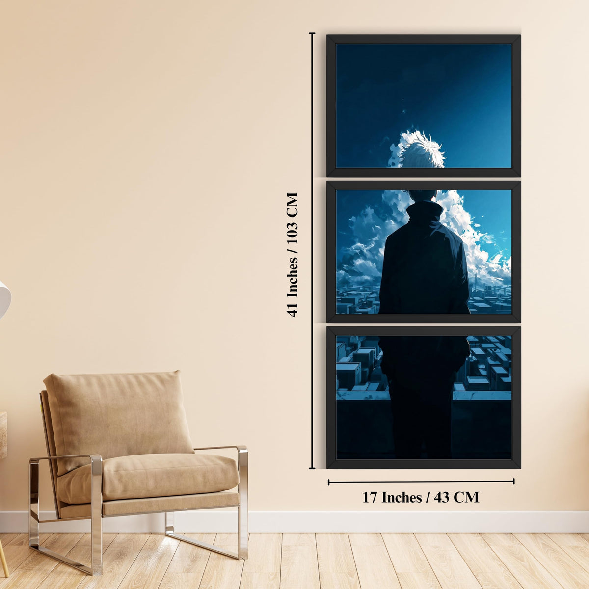 VENUXE ARTS Set Of 3 Anime Characters Wall Framed |Anime Characters Framed Poster for Living Room Bedroom Gaming Room Studio Wall Decor