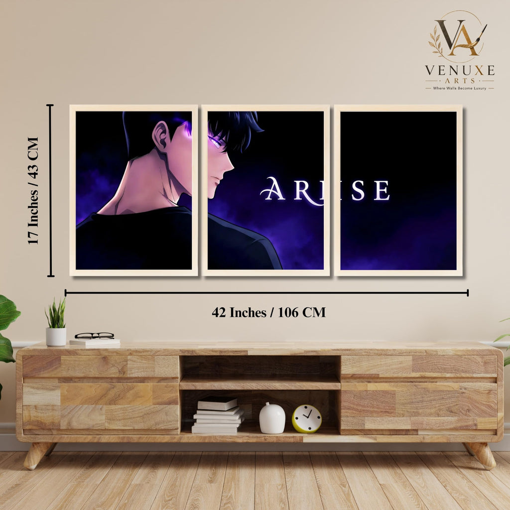 VENUXE ARTS Set Of 3 Anime Characters Wall Framed |Anime Characters Framed Poster for Living Room Bedroom Gaming Room Studio Wall Decor