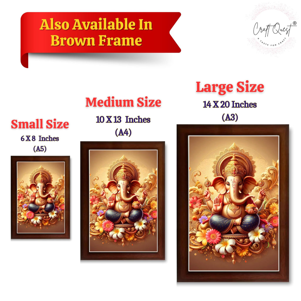 CRAFT QUEST Ganesh Ganesha Art Framed Painting Ready to Hang and Wall Home Decor