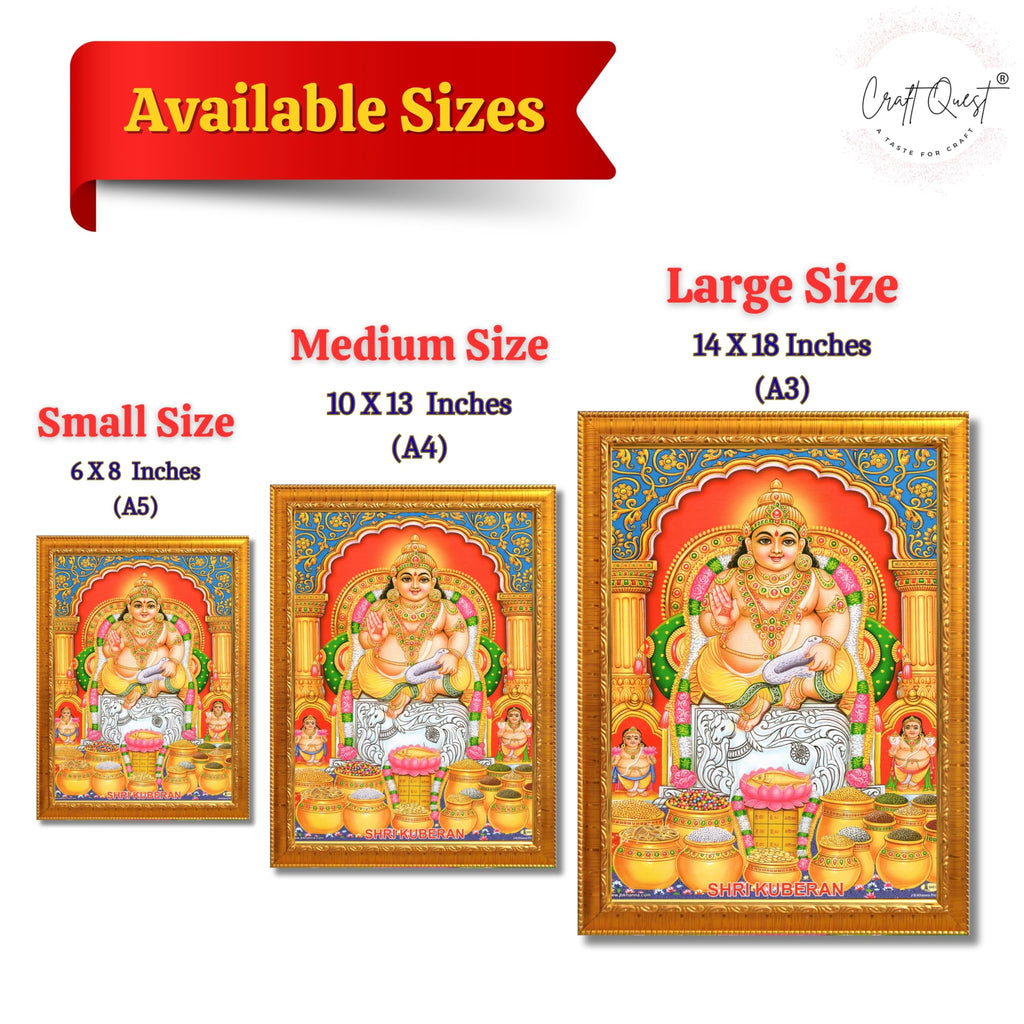 CRAFT QUEST Lord Kubera Swamy Bhagwan Kuber Kubera Wall Painting Framed, Religious Photo Frame, Home Decoration Item
