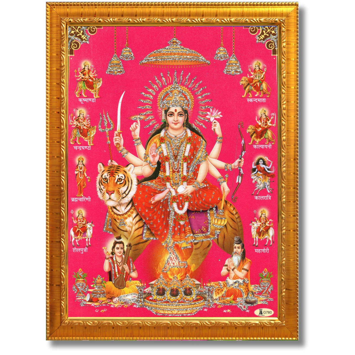 CRAFT QUEST Durga Maa Mata Goddess Nav Navadurga Navdurga Wall Painting Framed Home Décor