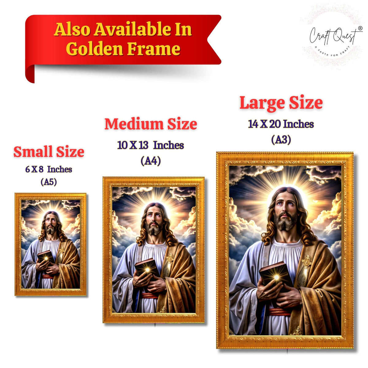 CRAFT QUEST Jesus Christ Christmas Wall Artwork Photo Frame Spiritual Christian Wall Décor for Prayer Room