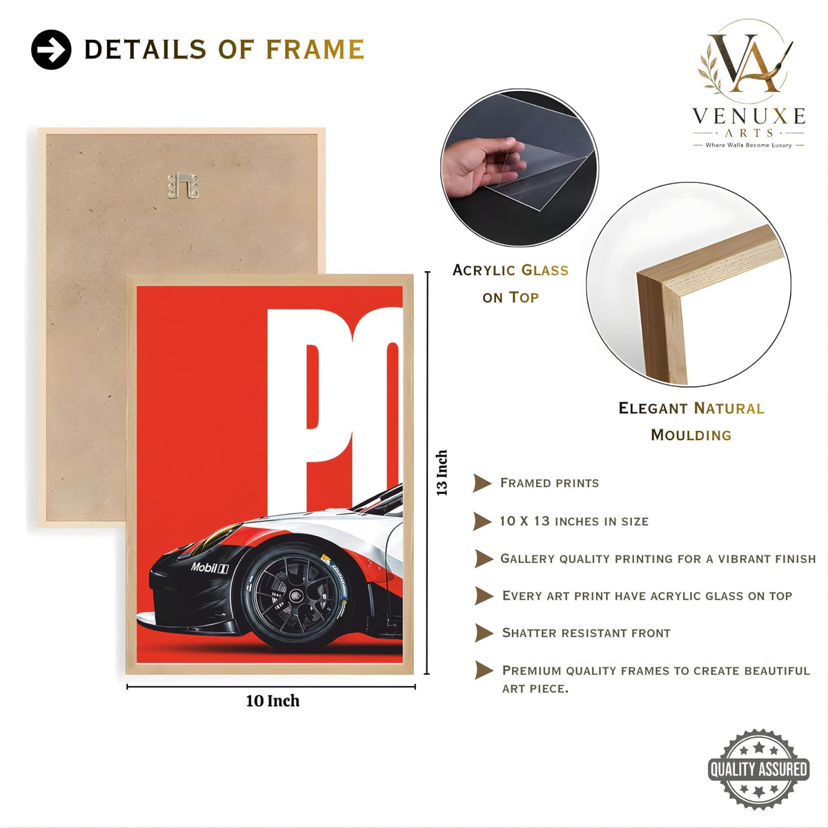 VENUXE ARTS Set Of 3 Big Sports Cars Framed Posters Gift Items for Boys Room Wall Decoration Bedroom Living Room Office Studio Décor | Car Poster Frame for Wall Décor