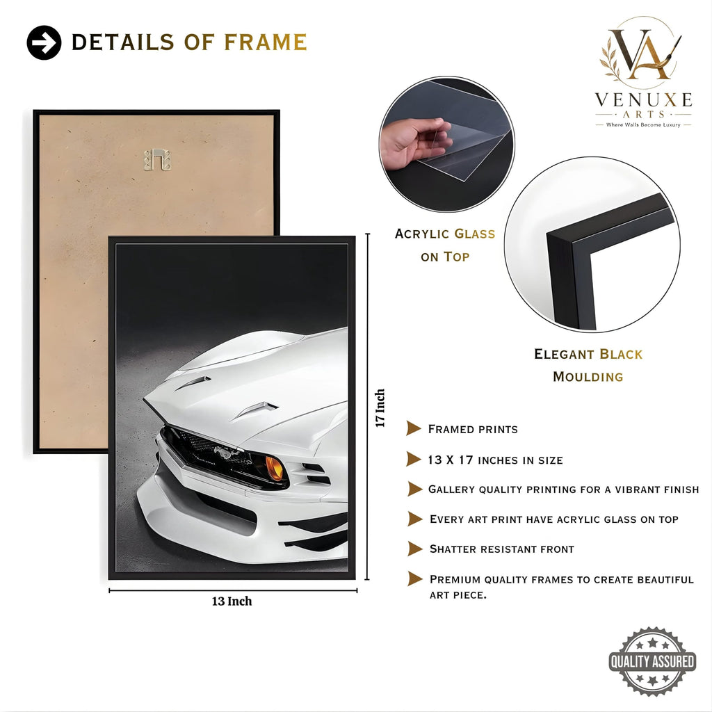 VENUXE ARTS Set Of 3 Big Sports Cars Framed Posters Gift Items for Boys Room Wall Decoration Bedroom Living Room Office Studio Décor | Car Poster Frame for Wall Décor
