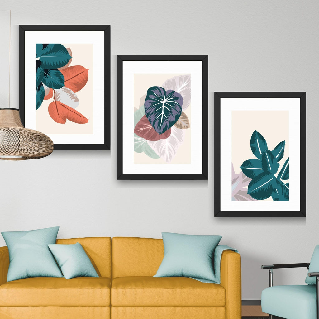 CRAFT QUEST Wall Art Decor Paintings | Set of 3 FLORAL Wall Art Frames for Home Decoration | Ideal for Living Room, Bedroom & Offices