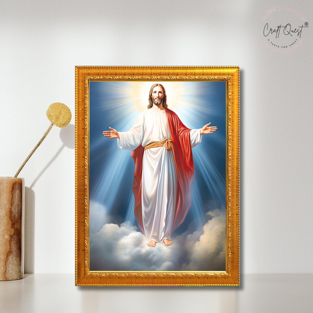 CRAFT QUEST Jesus Christ Wall Artwork Photo Frame Spiritual Christian Wall Décor Item for Room and Prayer