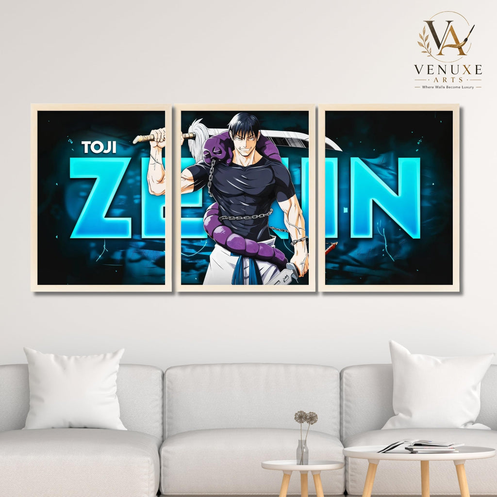 VENUXE ARTS Set Of 3 Anime Characters Wall Framed |Anime Characters Framed Poster for Living Room Bedroom Gaming Room Studio Wall Decor