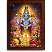 CRAFT QUEST Swarnakarshana Bhairava Swamy With Lakshmi Devi and Kuber Bhagwan Religious Wall Photo Frame |Dhan Bhairav Frame for Home, Office, Temple & Gifting