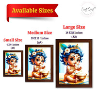 CRAFT QUEST Bal Gopal Painting Kanha Ji Poster | Walls Home Bedroom Living Room Decoration Gift.