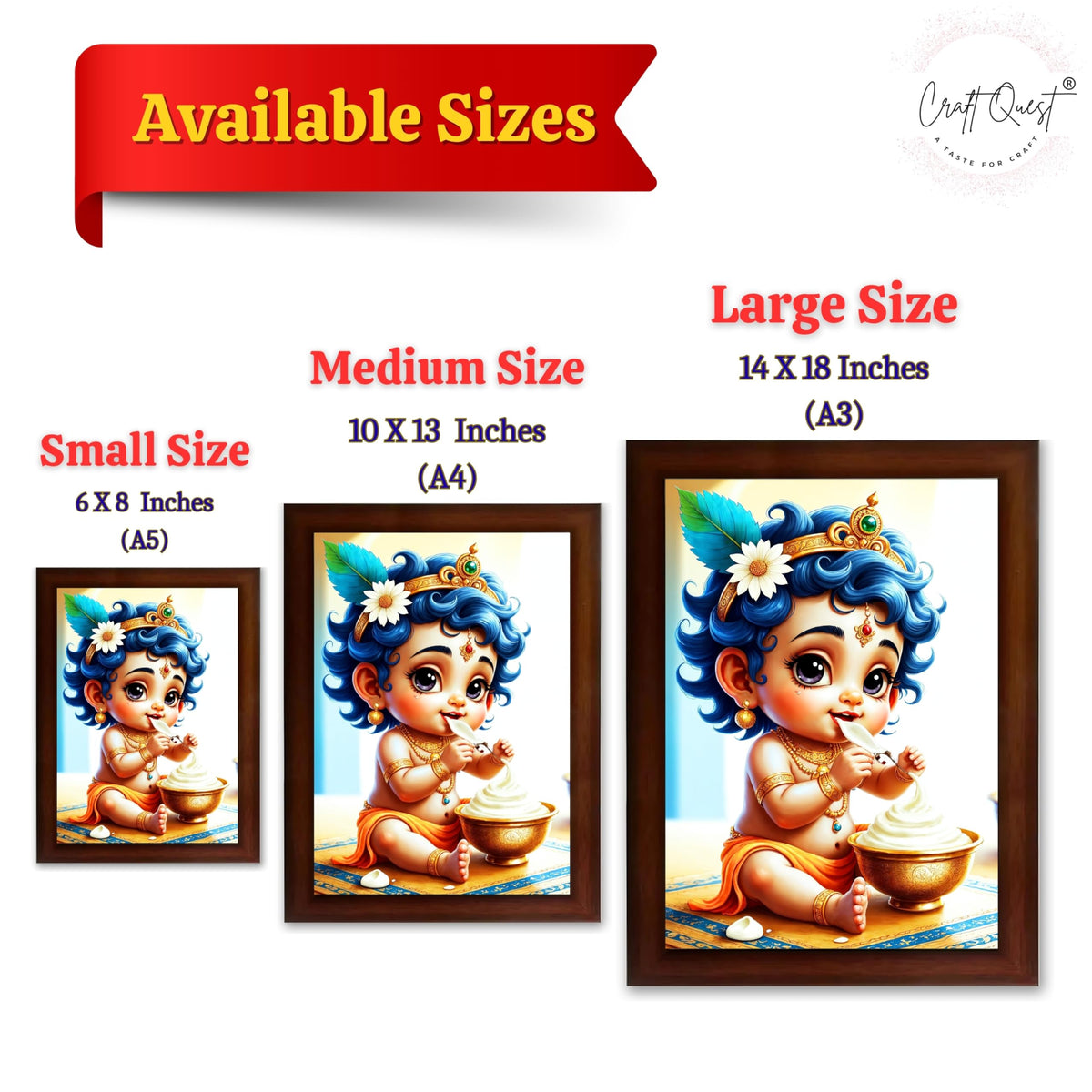 CRAFT QUEST Bal Gopal Painting Kanha Ji Poster | Walls Home Bedroom Living Room Decoration Gift.
