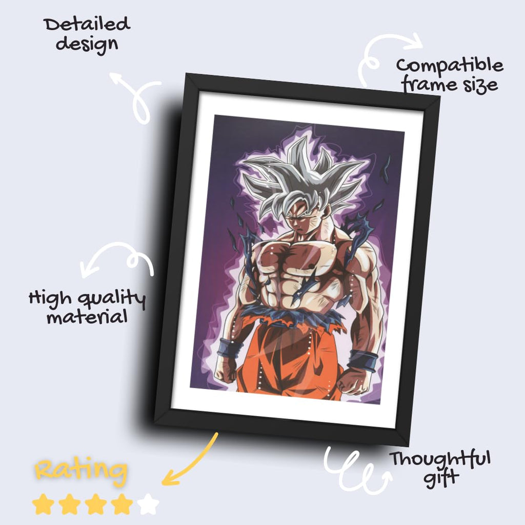 CRAFT QUEST Dragon ball Z Anime Poster Laminated Posters Framed Painting For Anime Naruto Fans Wall Decor, Home Decor with Matte Black Frame (14 Inchs x 10 Inchs)
