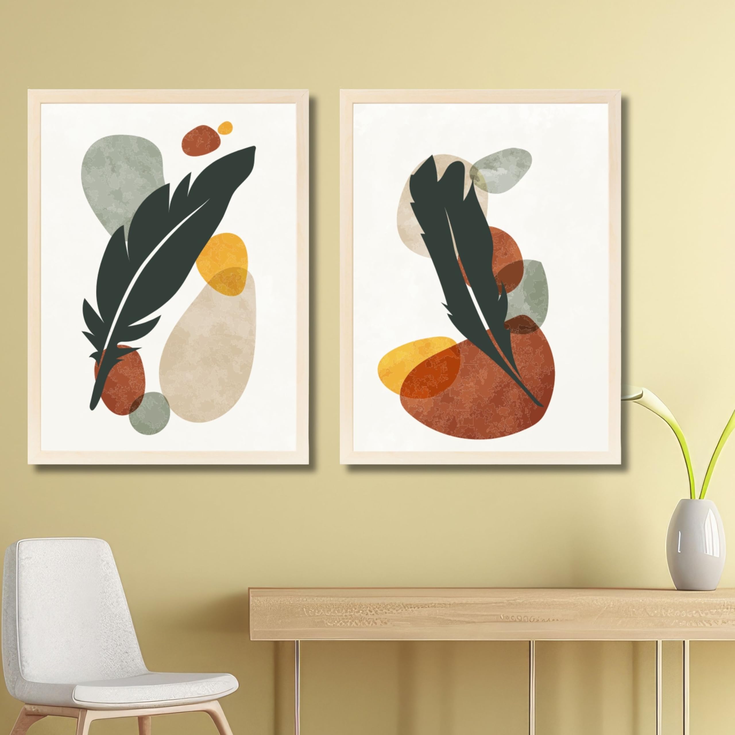 CRAFT QUEST Wall Art Decor Paintings | Set of 2 BOTONICAL Wall Art Frames for Home Decoration | Ideal for Living Room, Bedroom & Office