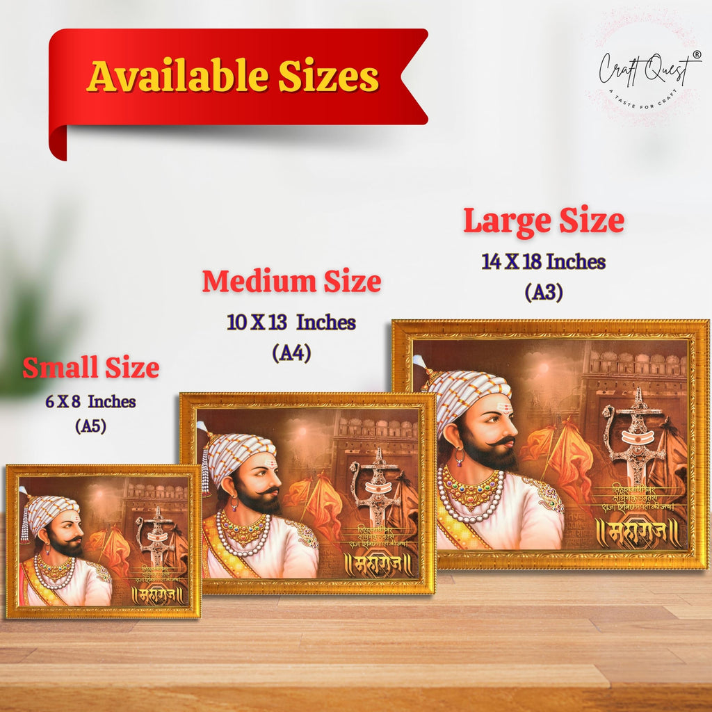 CRAFT QUEST Maharaja Chattrapati Shivaji Maharaj Wall Photo Frame | Lightweight | Home Decoration Item | Best Gifting Option