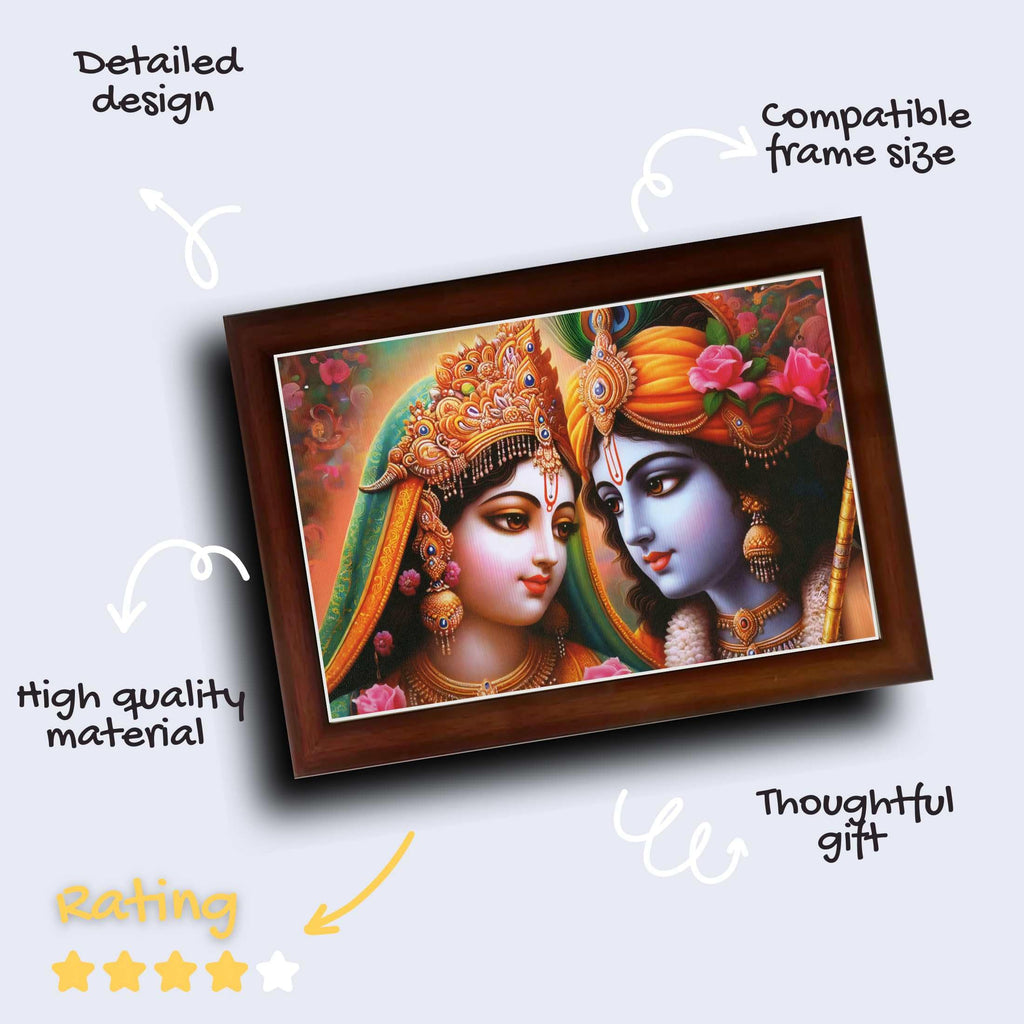 CRAFT QUEST Radha Krishna Art Photo Framed Painting for Home and Bedroom Wall Decoration of Size 14X10 Inches with Frame And Acrylic Glass RK210