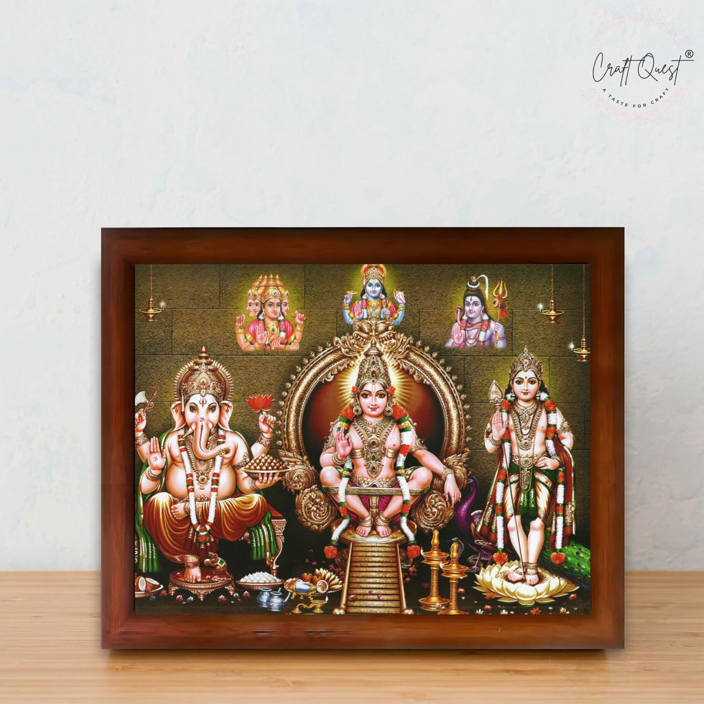 CRAFT QUEST Lord Swami Ayyappa Swamy Ayyappan Iyyappan South photo Frame For Wall Painting,Mandir, Pooja, Home Décor Items