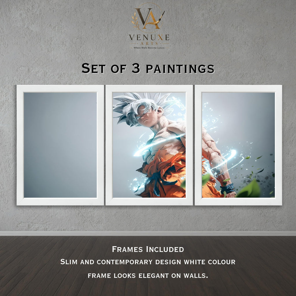 VENUXE ARTS Set Of 3 Anime Characters Wall Framed |Anime Characters Framed Poster for Living Room Bedroom Gaming Room Studio Wall Decor