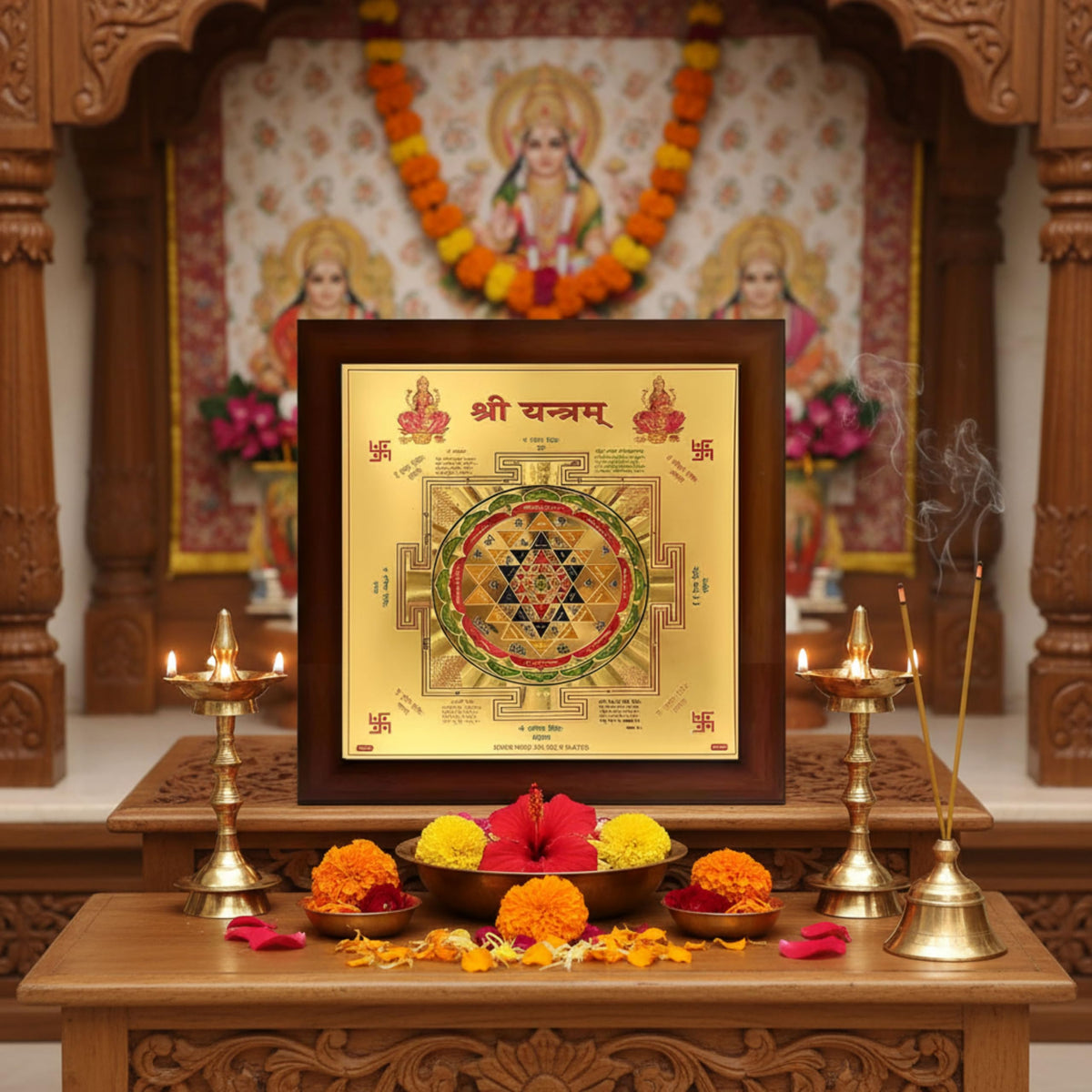 CRAFT QUEST Shree Yantra sri shri Yantra Gold Plated Framed