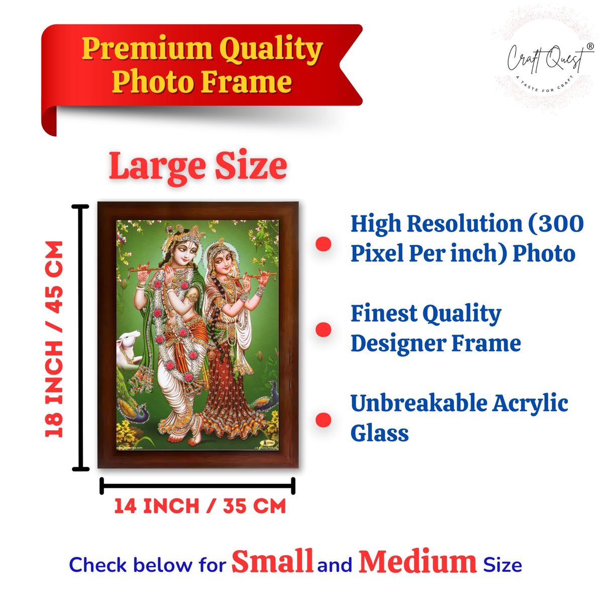 CRAFT QUEST Lord Radha Krishna Photo Frame Wall Painting Framed Home and room Décor