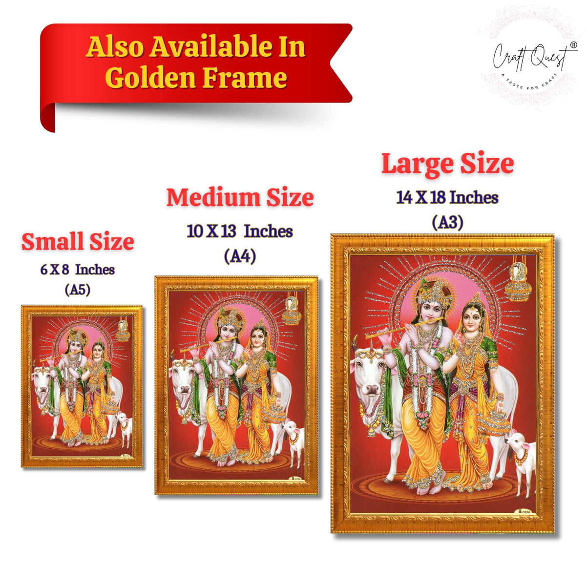 CRAFT QUEST Radha Krishna Photo Frame Wall Painting Framed Home Décor
