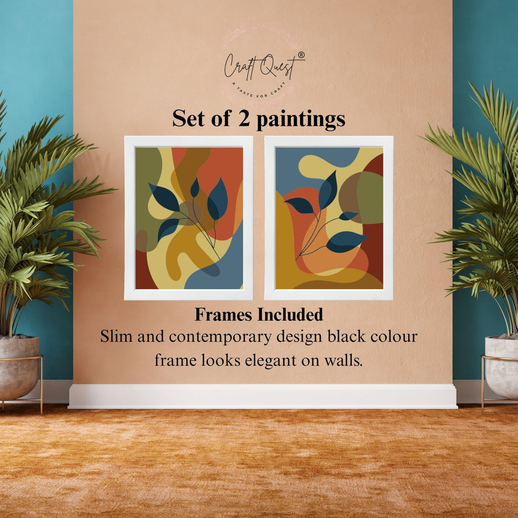 CRAFT QUEST Wall Art Decor Paintings | Set of 2 Floral Art Frames for Home Decoration | Ideal for Living Room, Bedroom & Office