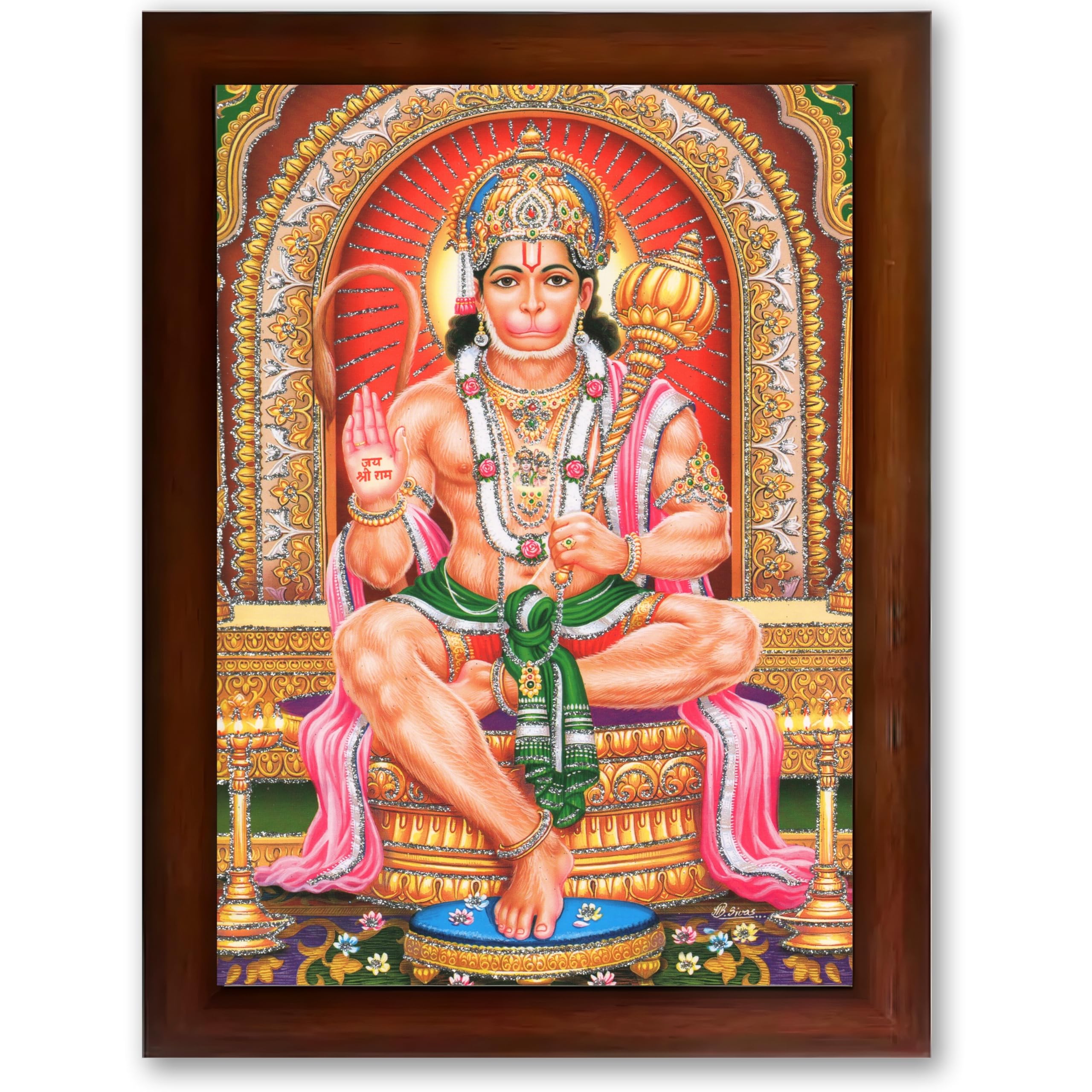 CRAFT QUEST Hanuman JI | Bajrangbali Religious Photo frame Decorative Item Synthetic frame