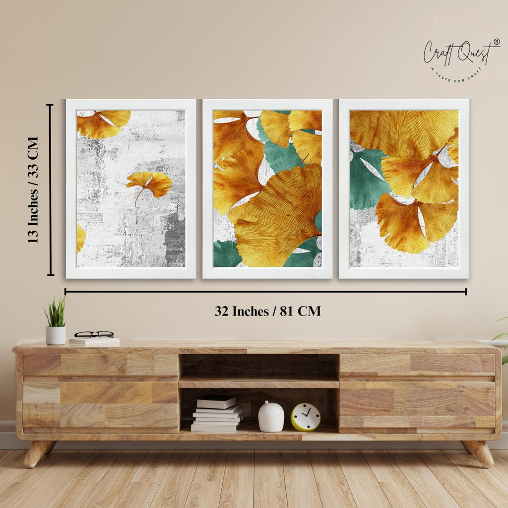CRAFT QUEST Modern Art Rich Texture Abstract Wall Art | Set of 3 Frames for Home Decoration | Ideal for Living Room, Bedroom & Offices