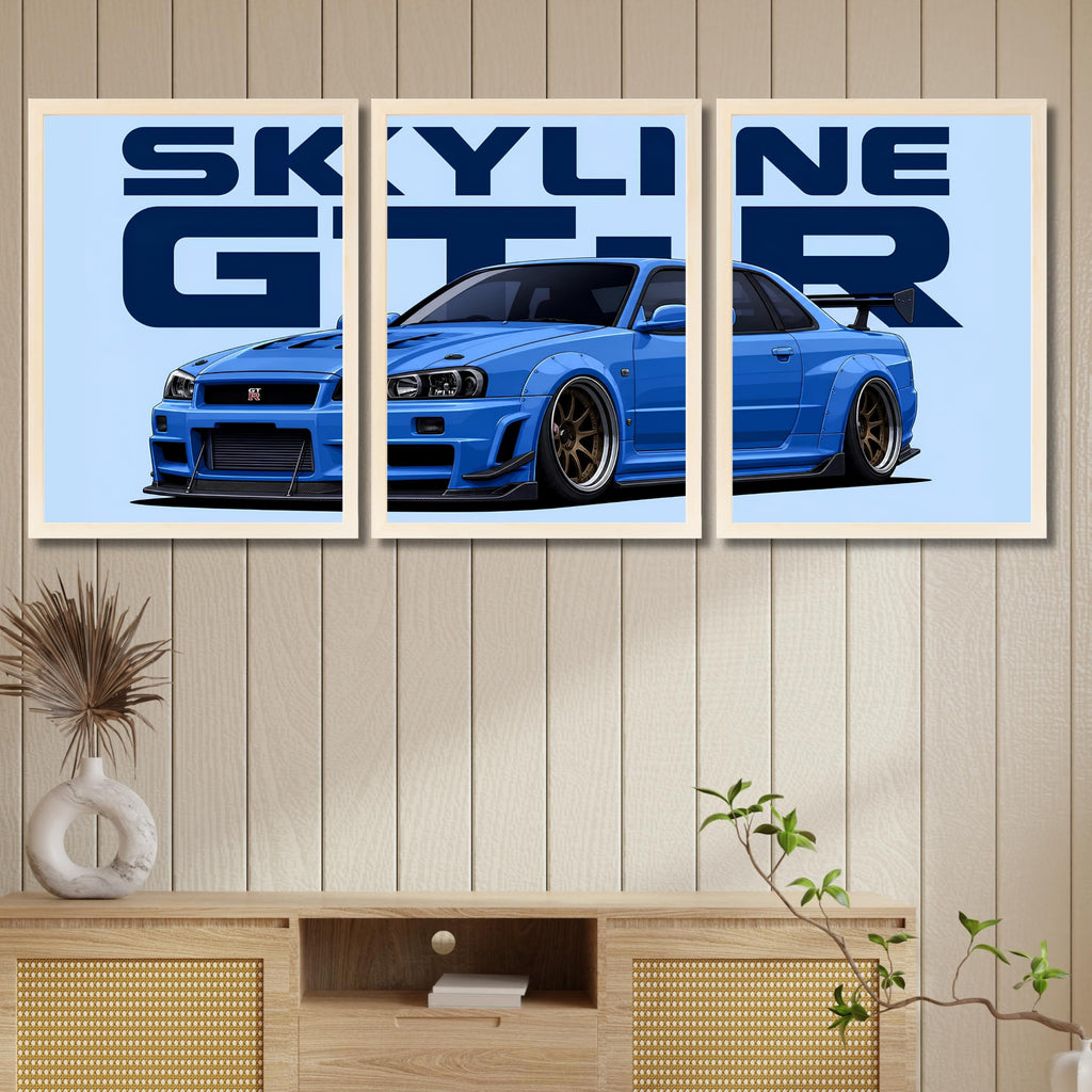 VENUXE ARTS Set Of 3 Big Sports Cars Framed Posters Gift Items for Boys Room Wall Decoration Bedroom Living Room Office Studio Décor | Car Poster Frame for Wall Décor