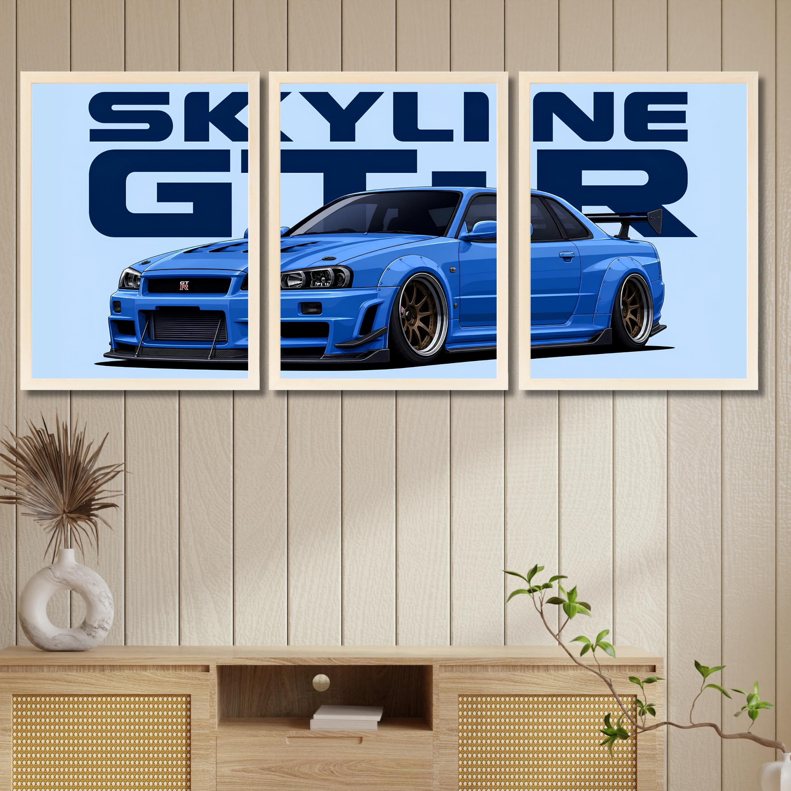 VENUXE ARTS Set Of 3 Big Sports Cars Framed Posters Gift Items for Boys Room Wall Decoration Bedroom Living Room Office Studio Décor | Car Poster Frame for Wall Décor