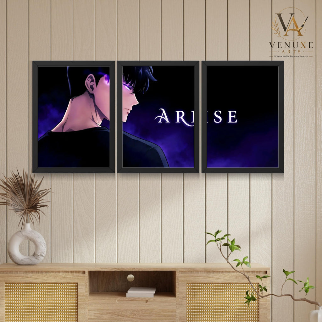 VENUXE ARTS Set Of 3 Anime Characters Wall Framed |Anime Characters Framed Poster for Living Room Bedroom Gaming Room Studio Wall Decor