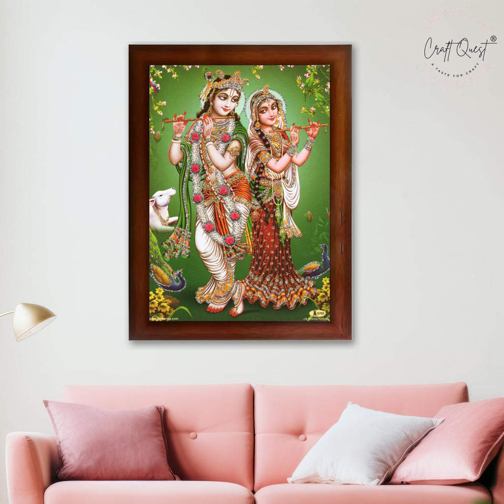 CRAFT QUEST Lord Radha Krishna Photo Frame Wall Painting Framed Home and room Décor