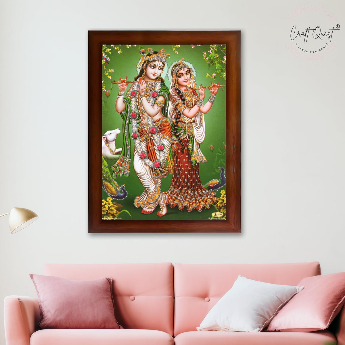 CRAFT QUEST Lord Radha Krishna Photo Frame Wall Painting Framed Home and room Décor
