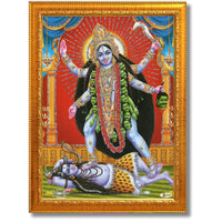 CRAFT QUEST Kali Mata photo with frame, God Religious Framed Painting With Acrylic Glass