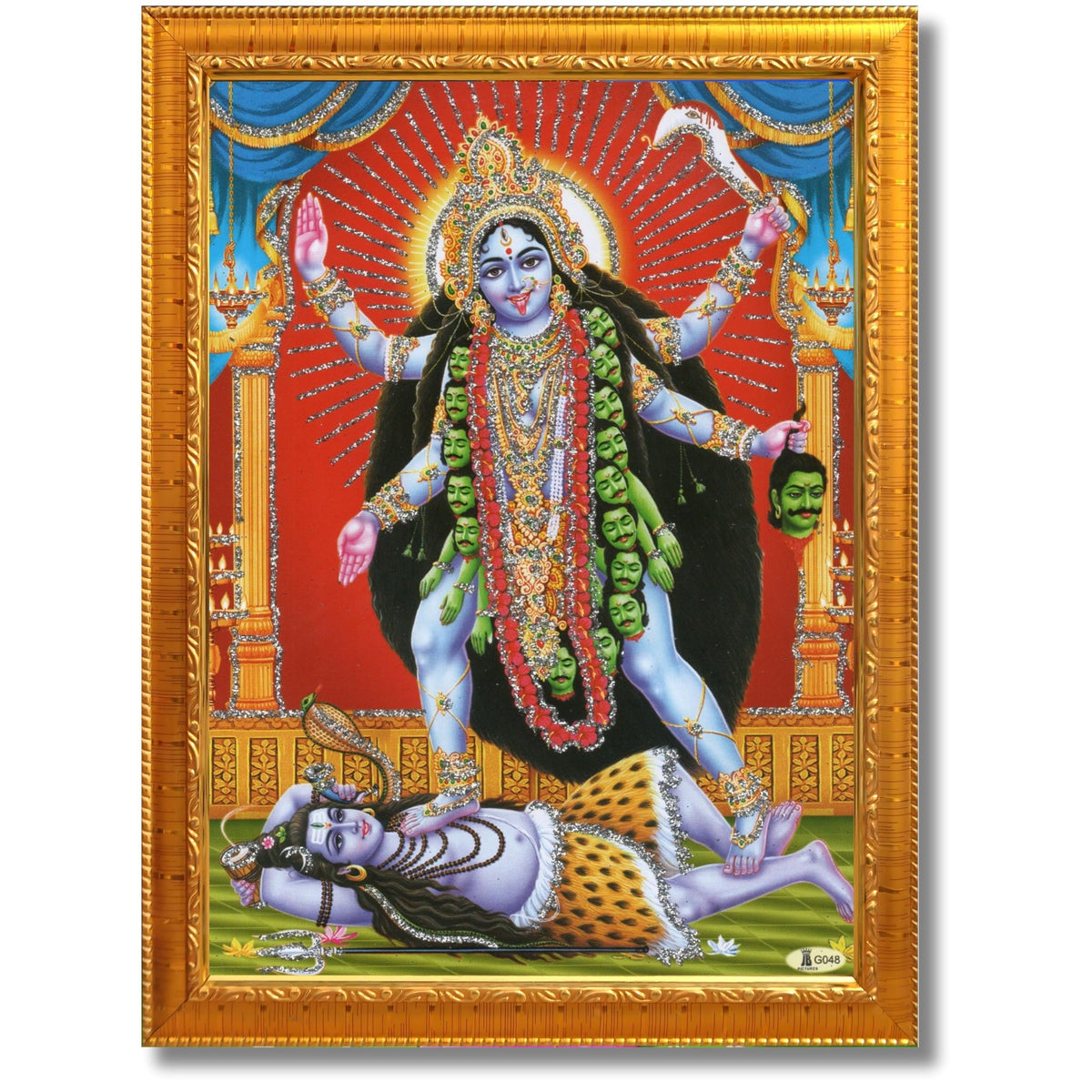 CRAFT QUEST Kali Mata photo with frame, God Religious Framed Painting With Acrylic Glass