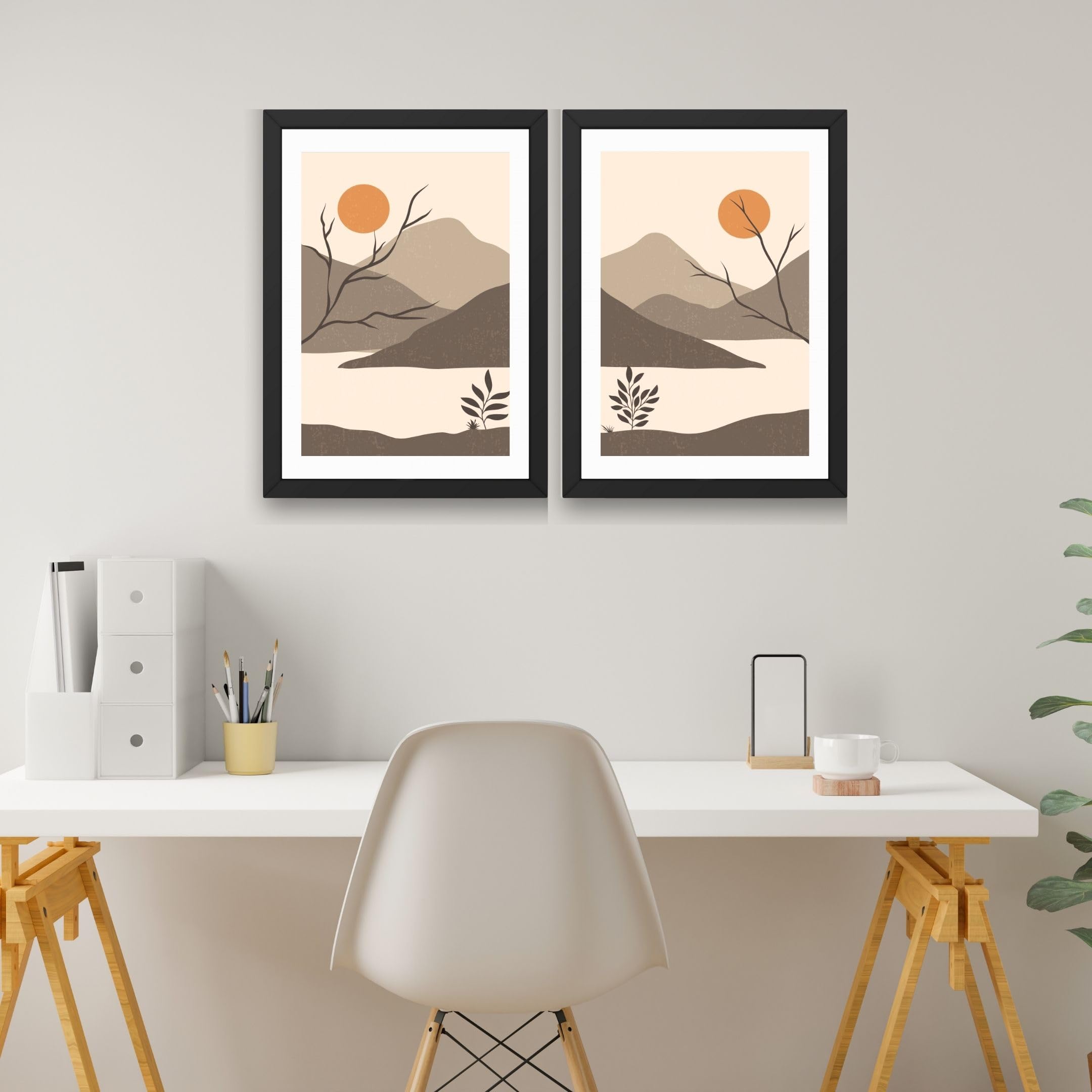 CRAFT QUEST 2 Piece Set Wall Art Poster Frame Painting for Wall Decoration With Acrylic Glass, living room,Home, Office Restraunt