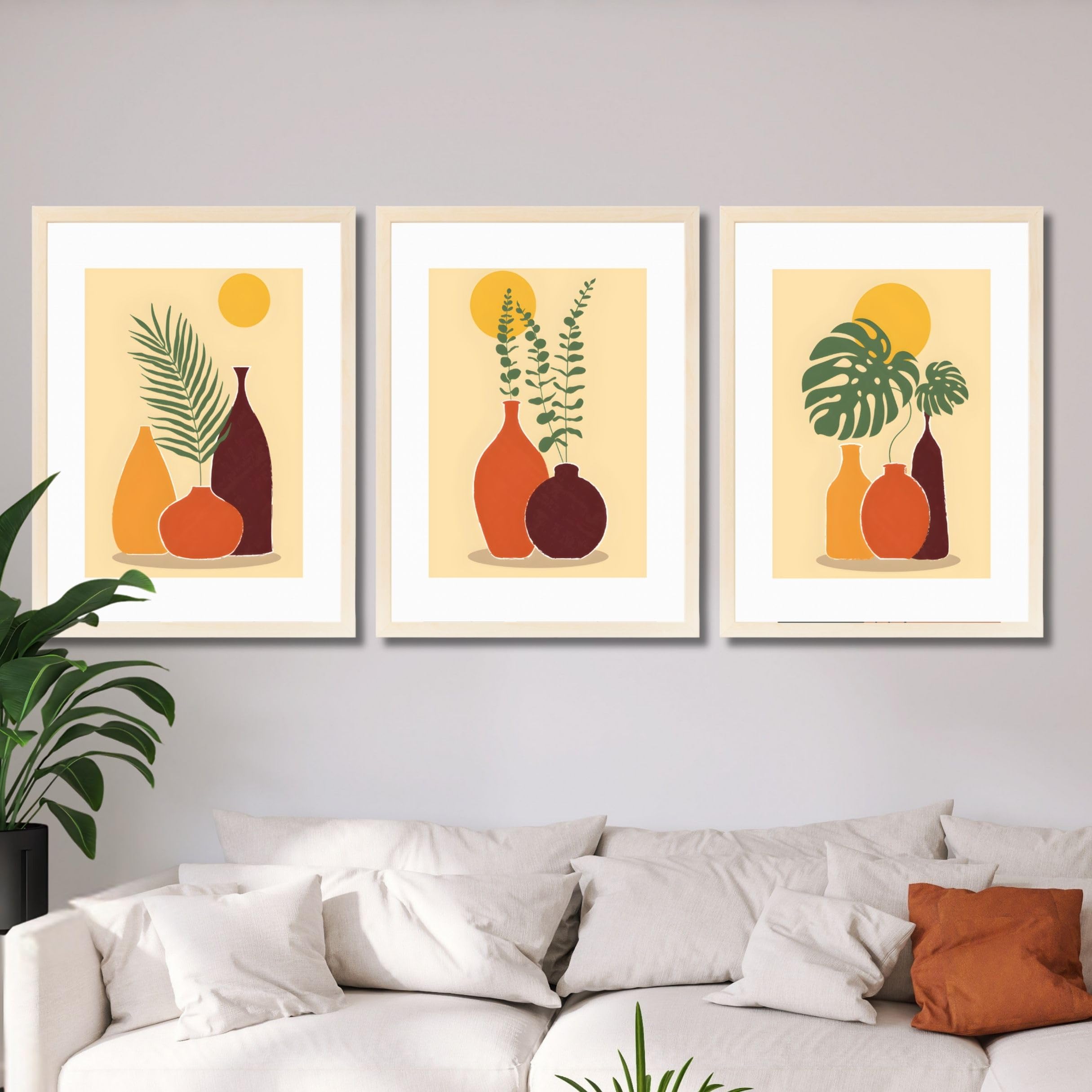 CRAFT QUEST Wall Art Decor Paintings | Set of 3 FLORAL Wall Art Frames for Home Decoration | Ideal for Living Room, Bedroom & Offices