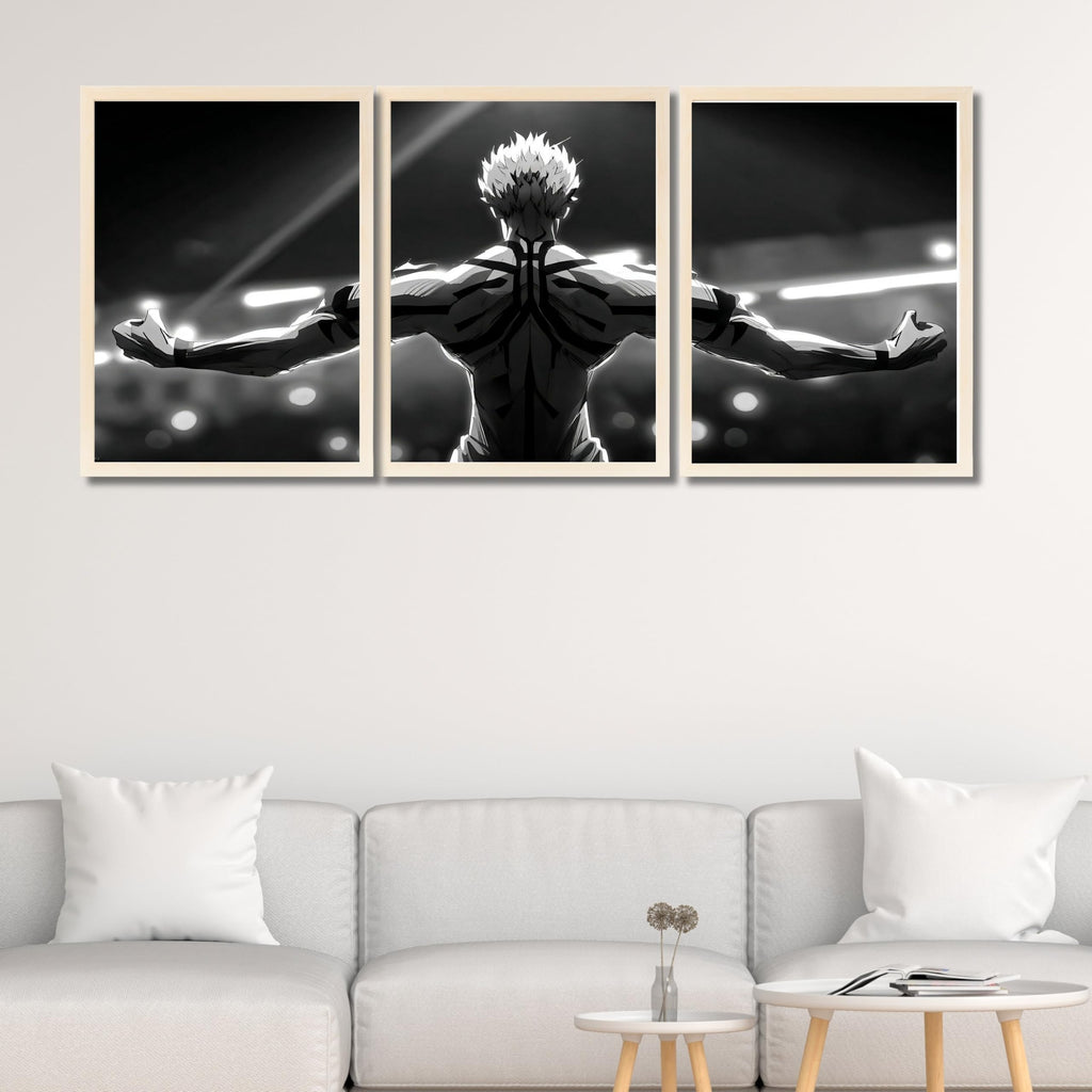 VENUXE ARTS Set Of 3 Anime Characters Wall Framed |Anime Characters Framed Poster for Living Room Bedroom Gaming Room Studio Wall Decor