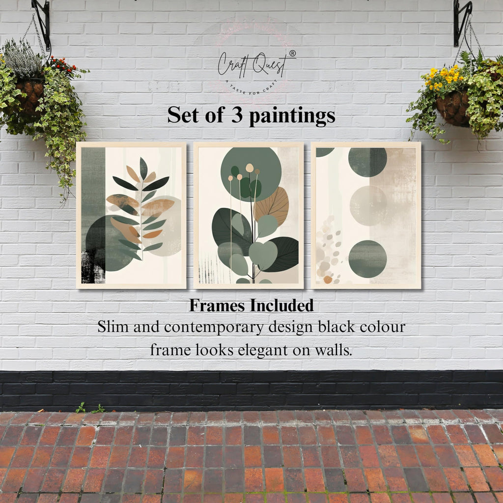 CRAFT QUEST Three Pieces Artwork | Set of 3 Frames for Home Decoration | Ideal for Living Room, Bedroom & Offices