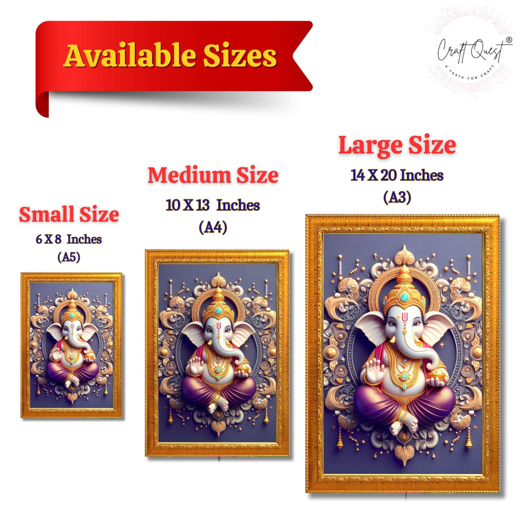 CRAFT QUEST Lord Ganesh Ganpati Ganapathi Hanging Wall Painting Framed For Home Décor