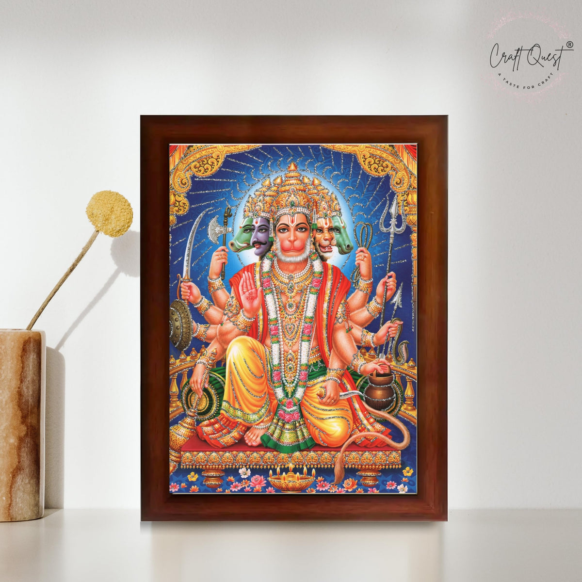 CRAFT QUEST Panchmukhi Hanuman JI | Bajrangbali Religious Photo frame