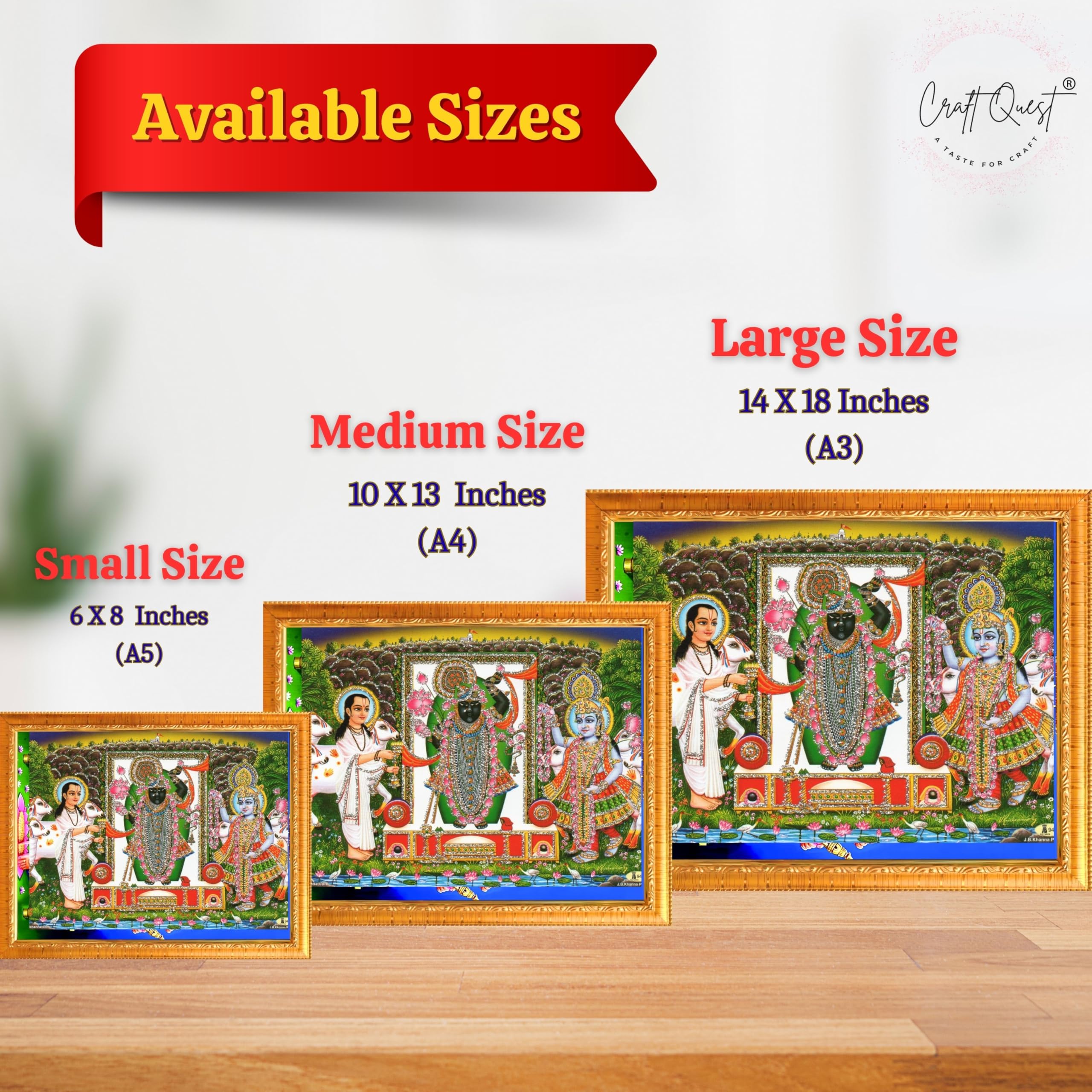 CRAFT QUEST Shrinathji Photo with Frame Shreenathji Photo with Frame Religious Framed Painting Home Decorative Item Synthetic Wood frame