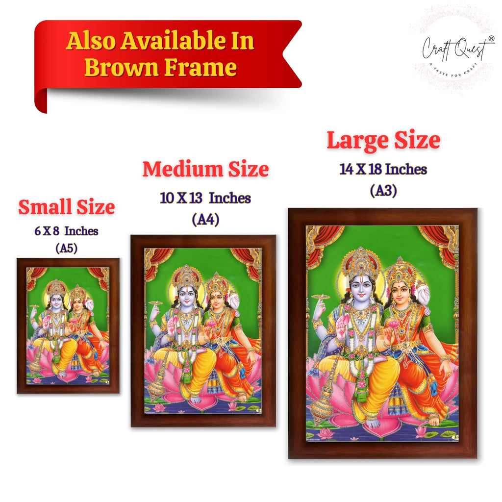 CRAFT QUEST Lord Vishnu and Goddess Lakshmi Giving Blessing on Shesh naag, Glitter Painting