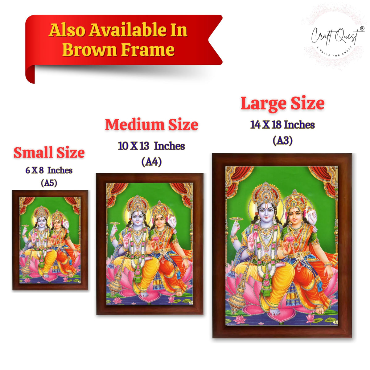 CRAFT QUEST Lord Vishnu and Goddess Lakshmi Giving Blessing on Shesh naag, Glitter Painting