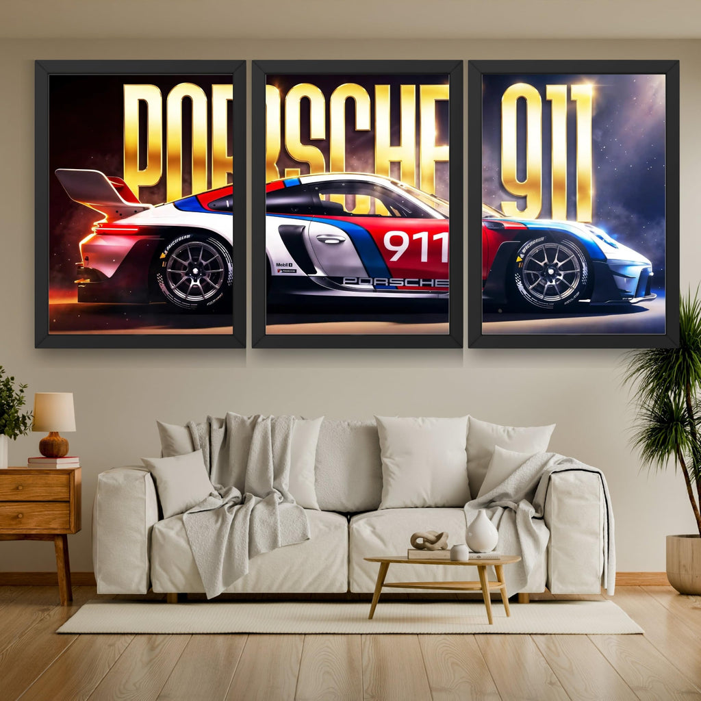 VENUXE ARTS Set Of 3 Big Sports Cars Framed Posters Gift Items for Boys Room Wall Decoration Bedroom Living Room Office Studio Décor | Car Poster Frame for Wall Décor