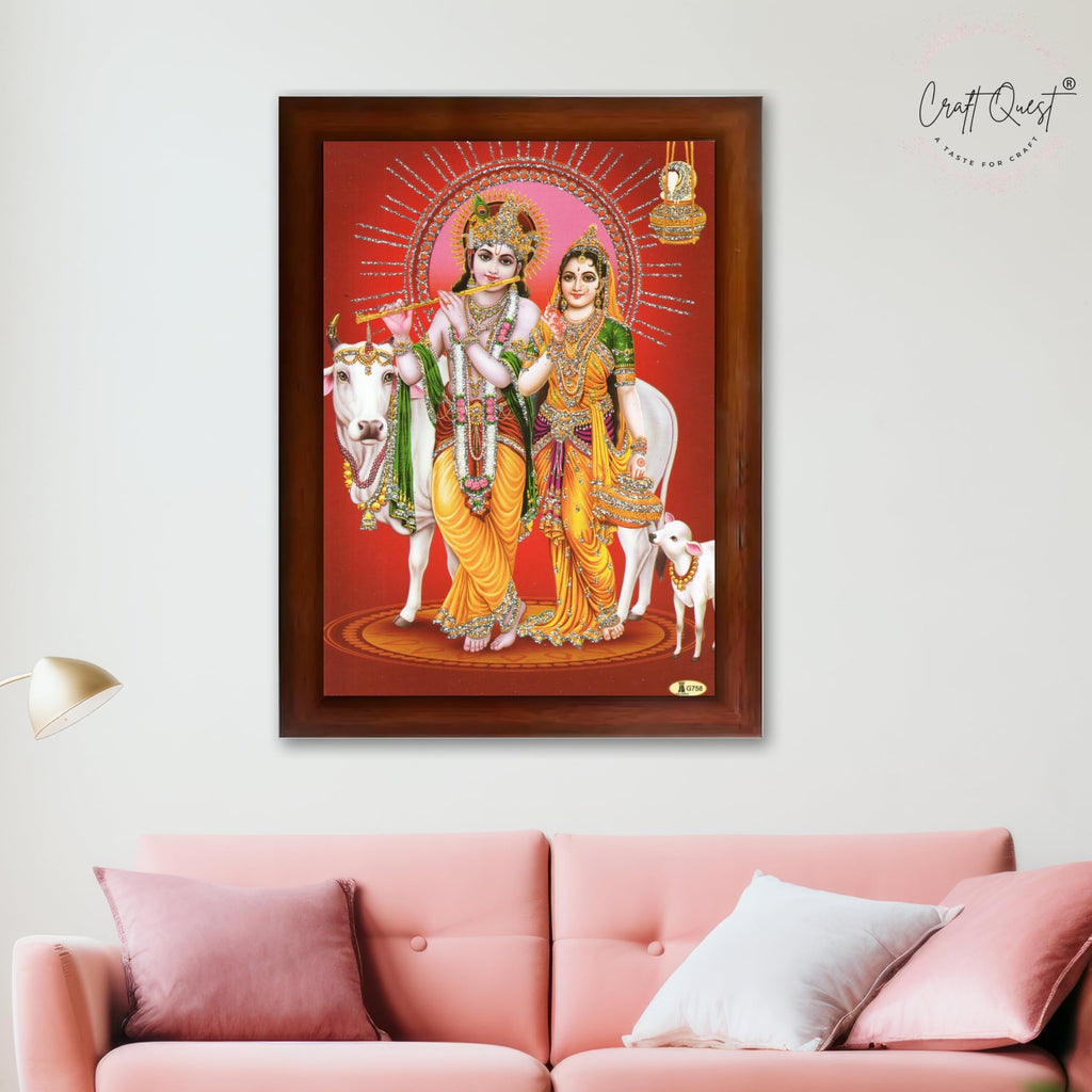 CRAFT QUEST Radha Krishna Photo Frame Wall Painting Framed Home Décor