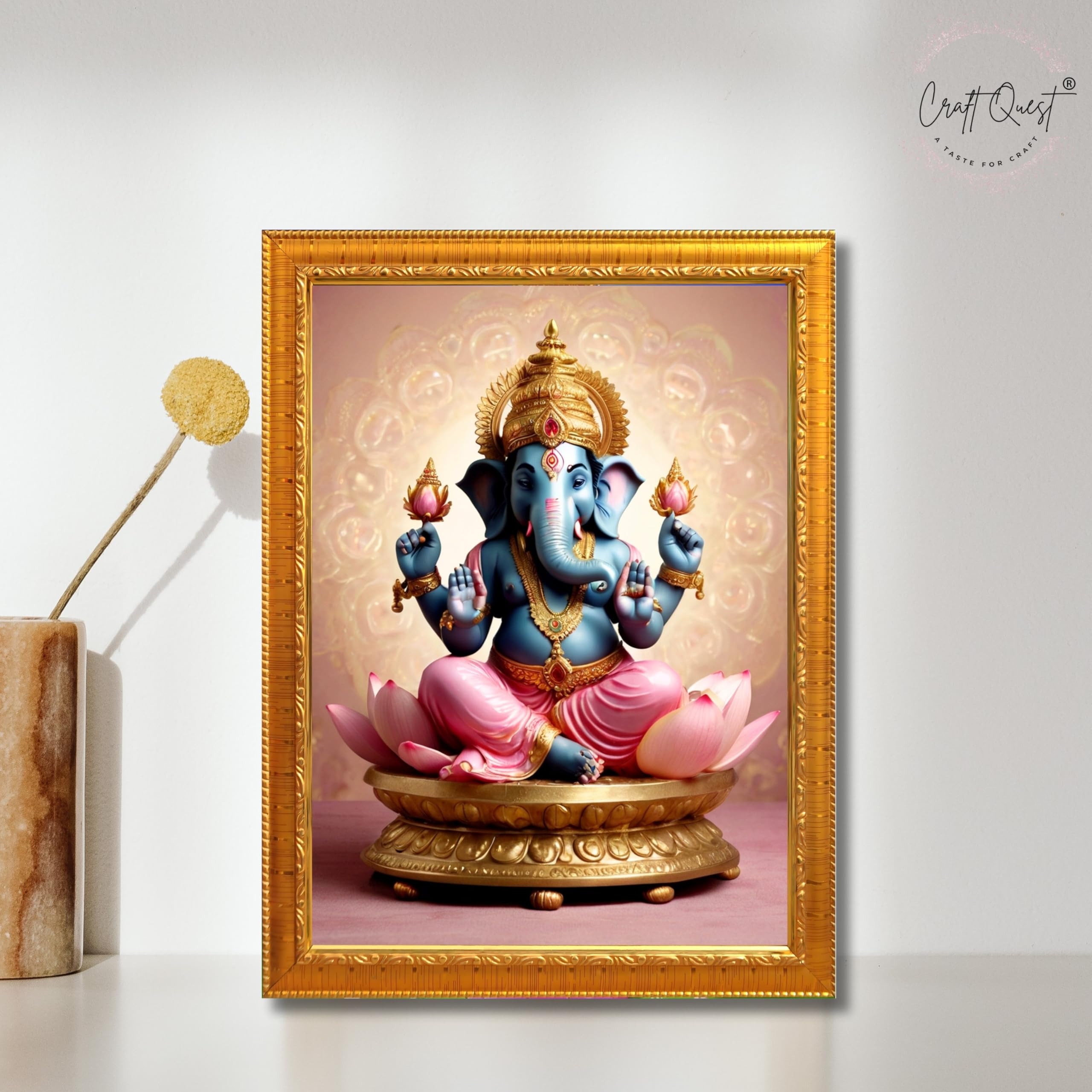 CRAFT QUEST God Ganesh Ganpati ji Ganesha Art Framed Painting Ready to Hang