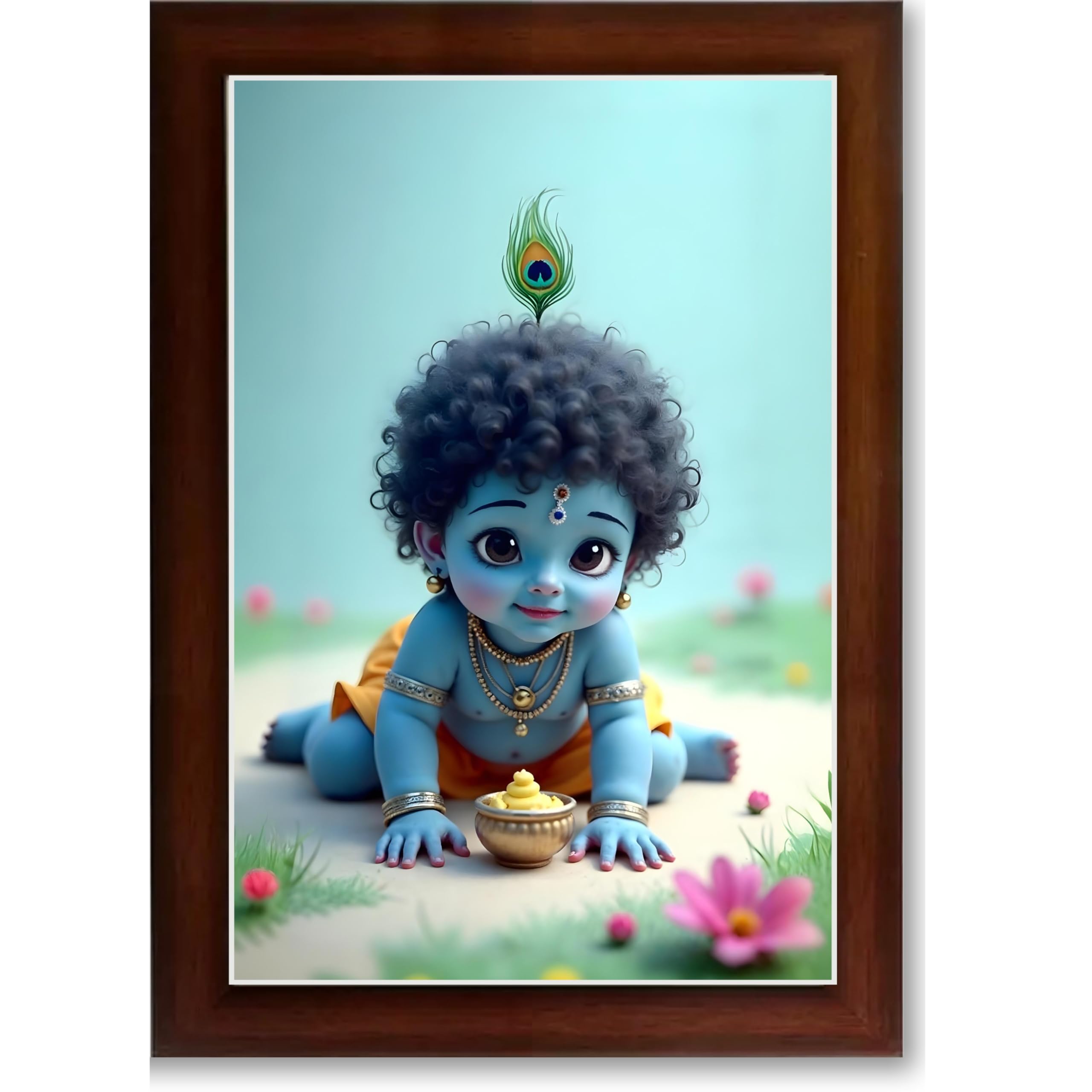 CRAFT QUEST Bal Gopal Painting | Krishna Photo Frames for Walls, Home, Bedroom, Living Room and Home Decor