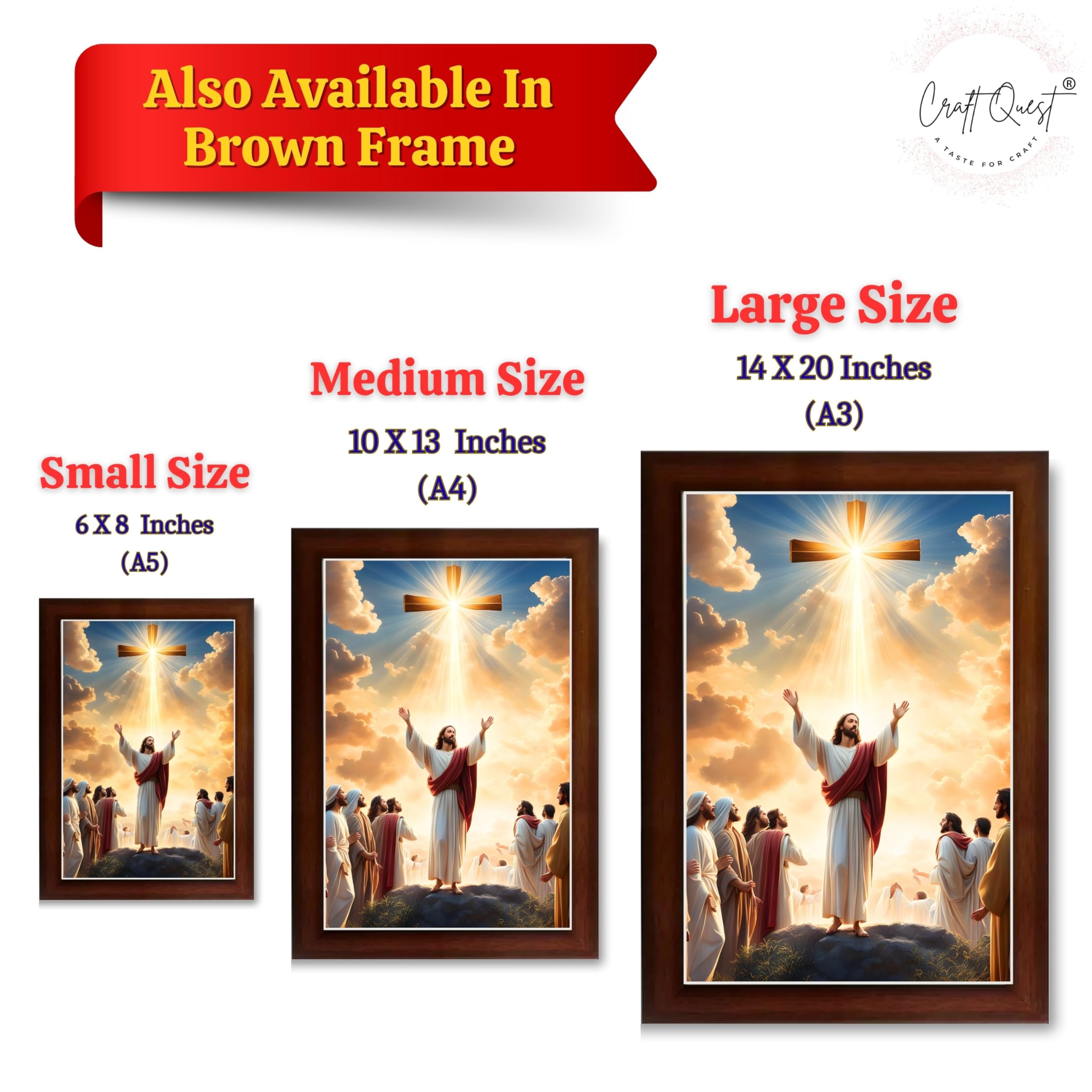 CRAFT QUEST Jesus Christ Photo Frame Spiritual Christian Wall Décor Item for Room and Prayer