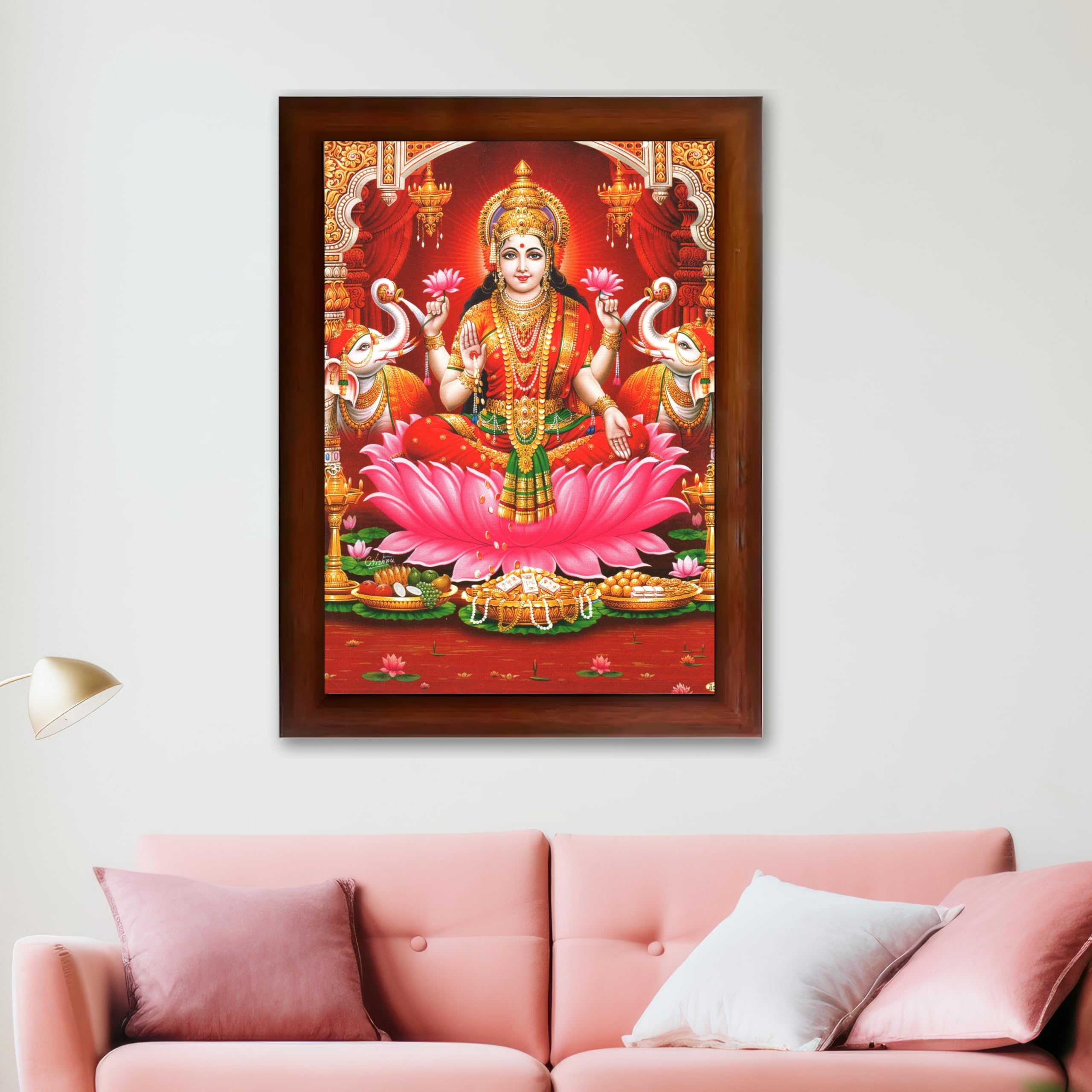 CRAFT QUEST Goddess Lakshmi Devi Dhana Vaibhav Laxmi Maa Wall Painting Frame Home Decor